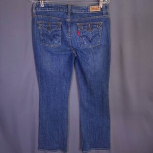 Levis 515 Boot Cut Jeans Size 6M Flap Pocket‎ Studded Distressed Western Denim